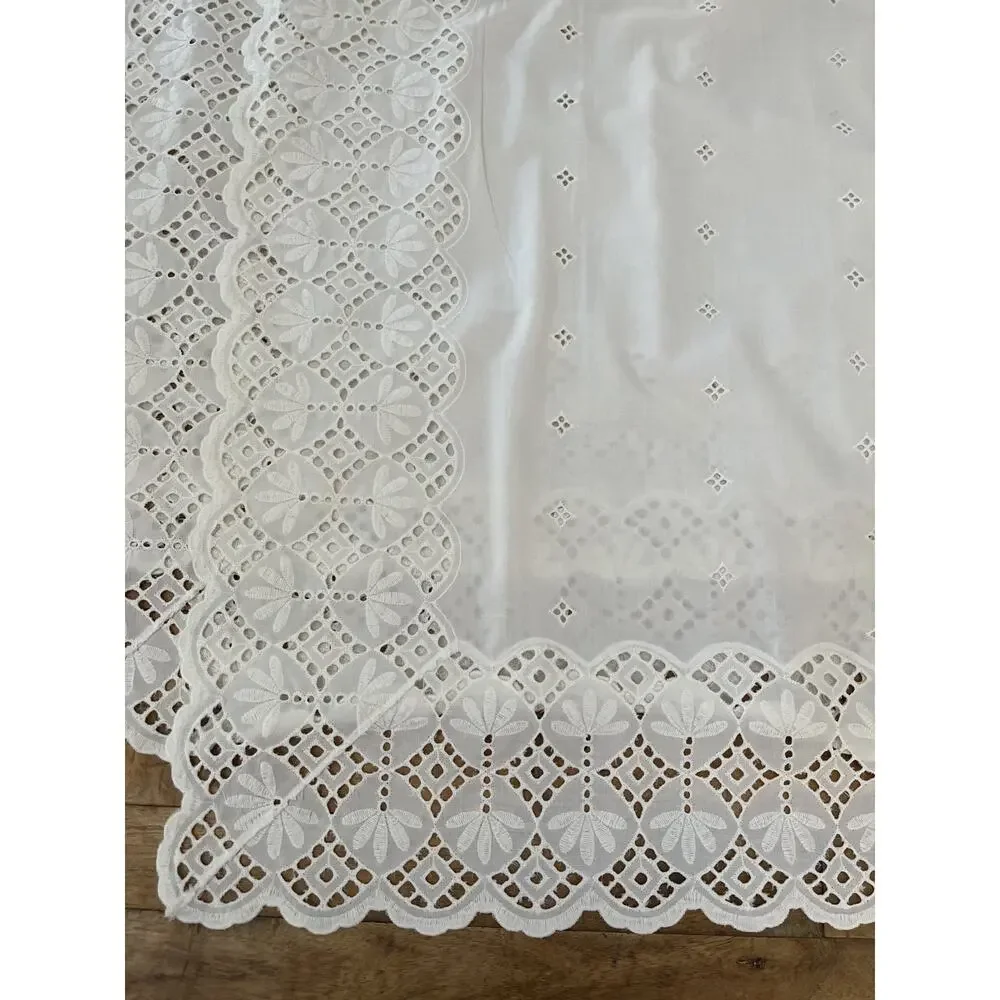 Vintage 3 Curtain Panels Sheer Lace Off White 32